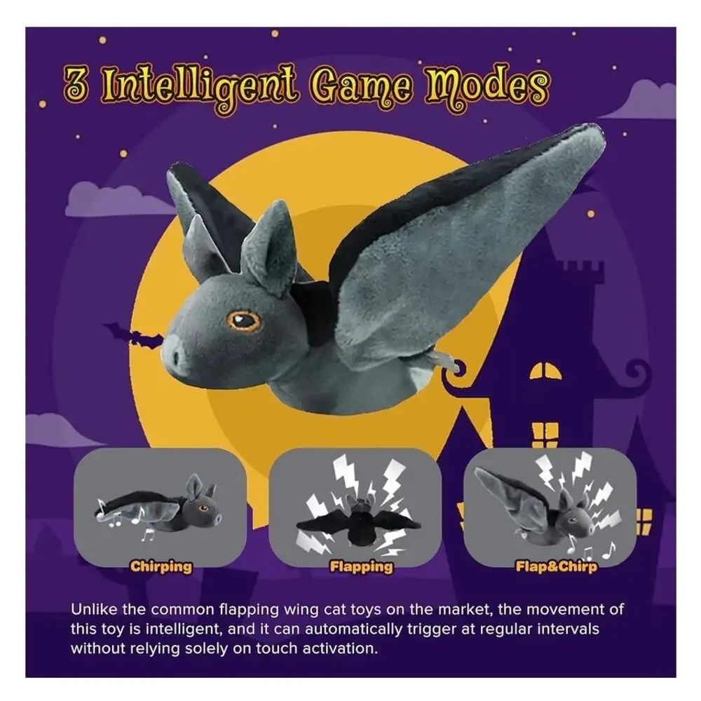 LEWISER Cat Toys, Flapping Wings Cute Bat, No Flying, Chirping Bird (C43)
